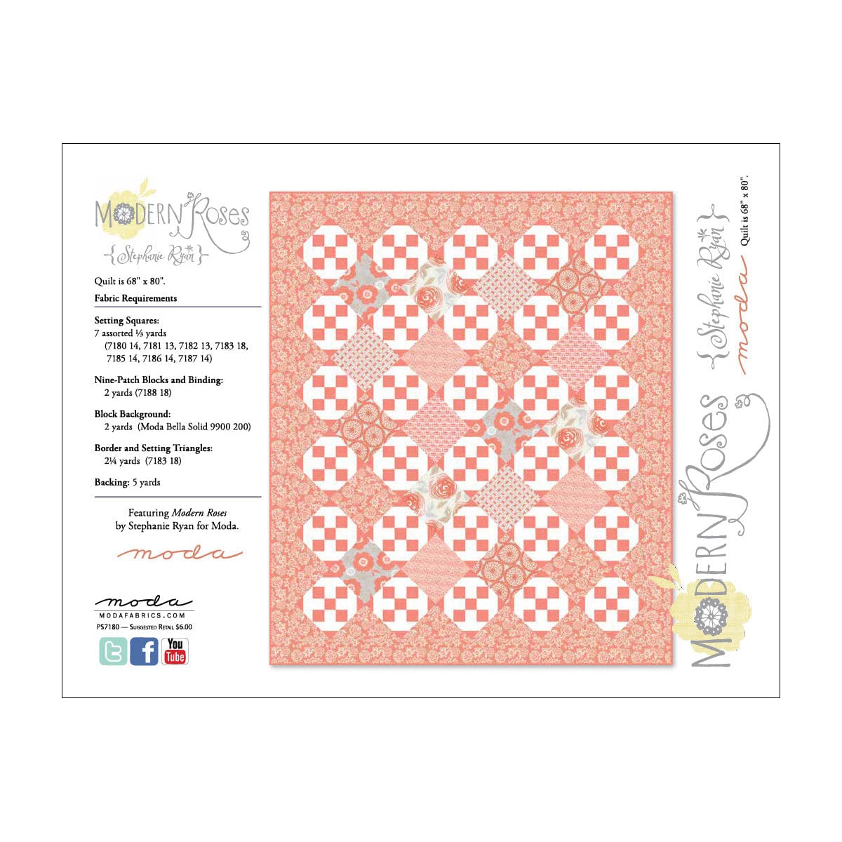 Moda Download Free Pattern: Modern Rose Quilt  - The Sewing Studio