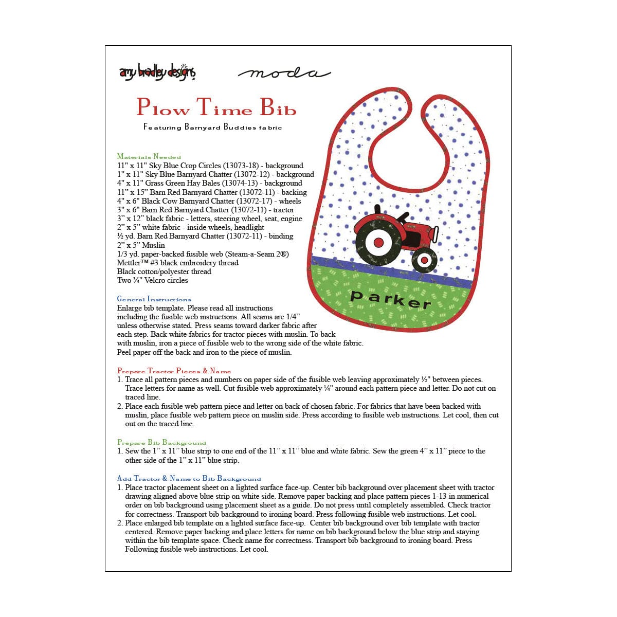 Basic Plowing Pattern Free Pattern: Plow Time Bib