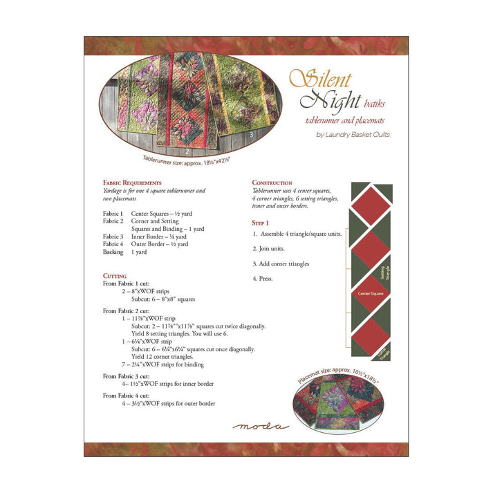 Slient Pattern Free Pattern: Silent Night Batik Table Runner