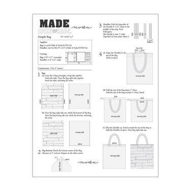 Moda Download Free Pattern: Simple Bag  - The Sewing Studio for sale UK - The Sewing Studio