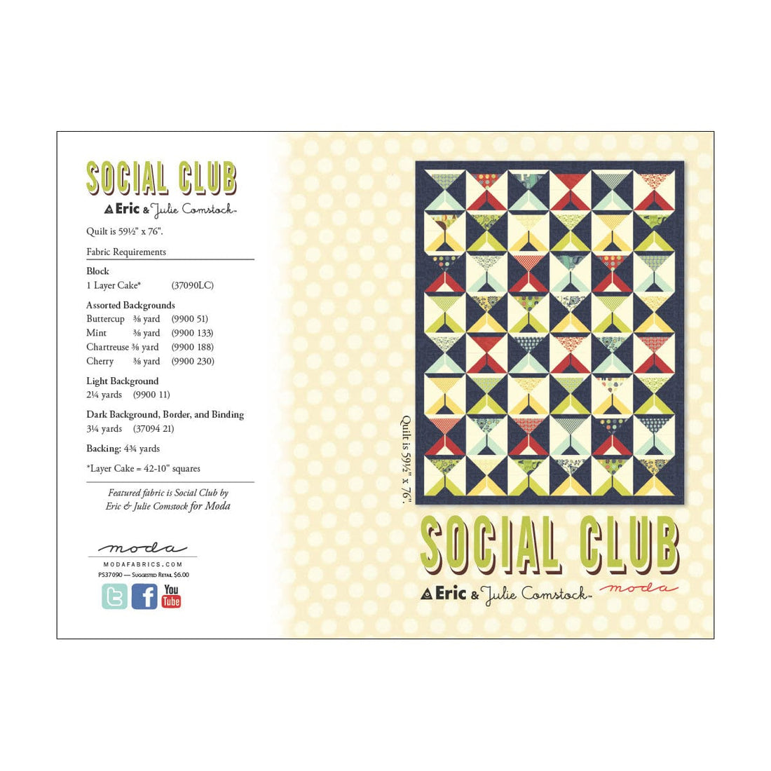 Moda Download Free Pattern: Social Club Quilt  - The Sewing Studio