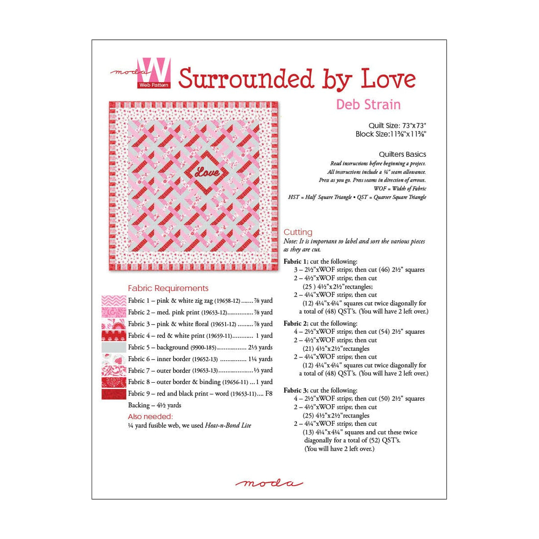 Moda Download Free Pattern: Surrounded By Love Quilt  - The Sewing Studio