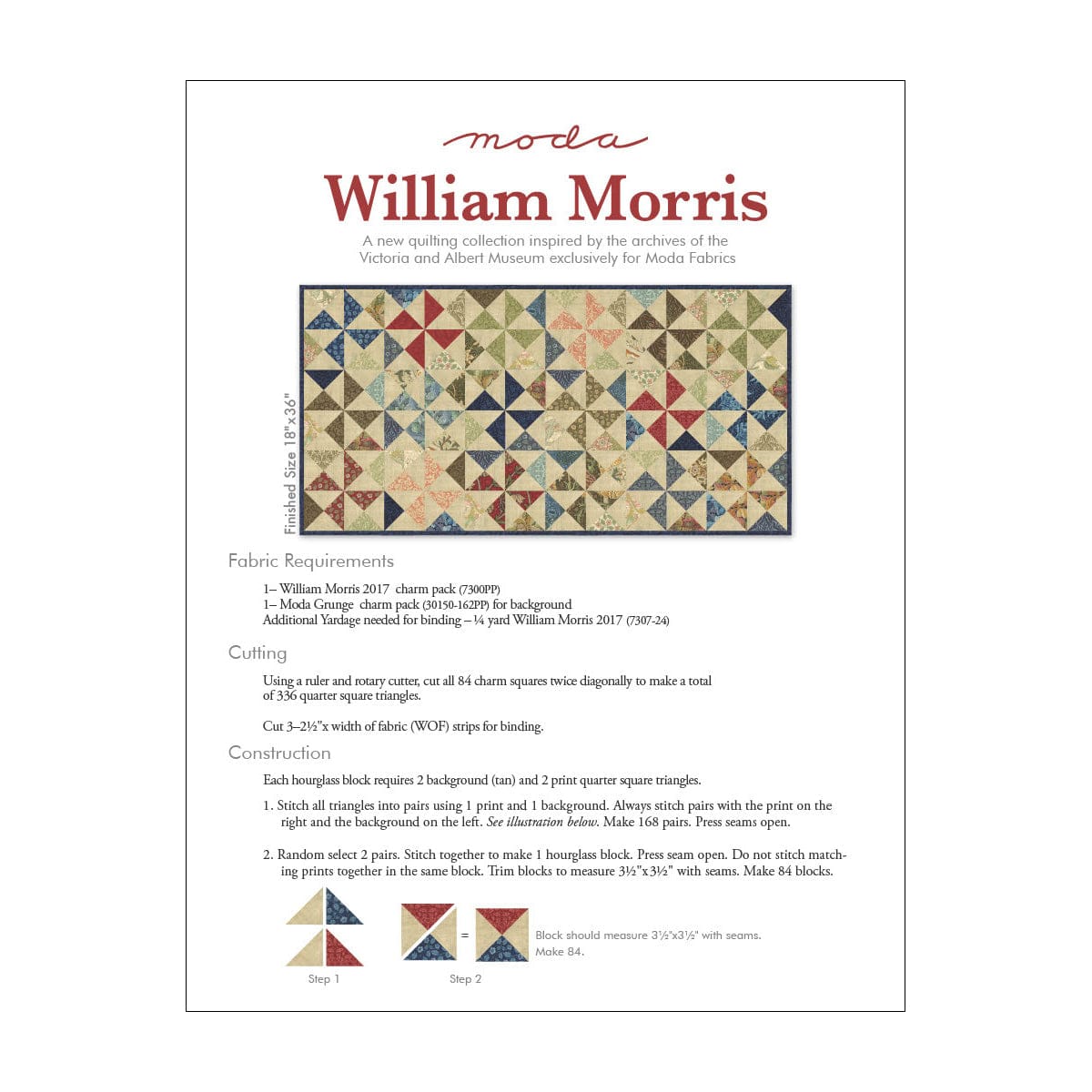 Moda Download Free Pattern: William Morris Table Runner  - The Sewing Studio