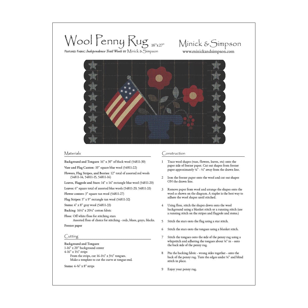 Moda Download Free Pattern: Wool Penny Rug  - The Sewing Studio