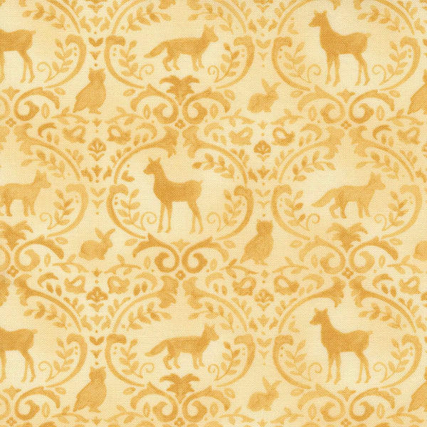 Moda Effies Woods Damask Animals Goldenrod Fabric 56014 13