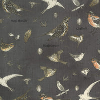 Moda Fabric Botanicals Birds Graphite 16910 14