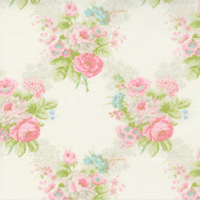 Moda Fabric Moda Cottage Linen Closet Fabric Rose Faded Line 18730-11  - The Sewing Studio