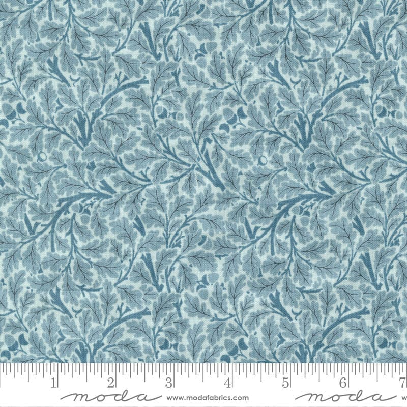 Moda Fabric Moda Morris Meadow Acorn Leaf Aquamarine 8376-16  - The Sewing Studio