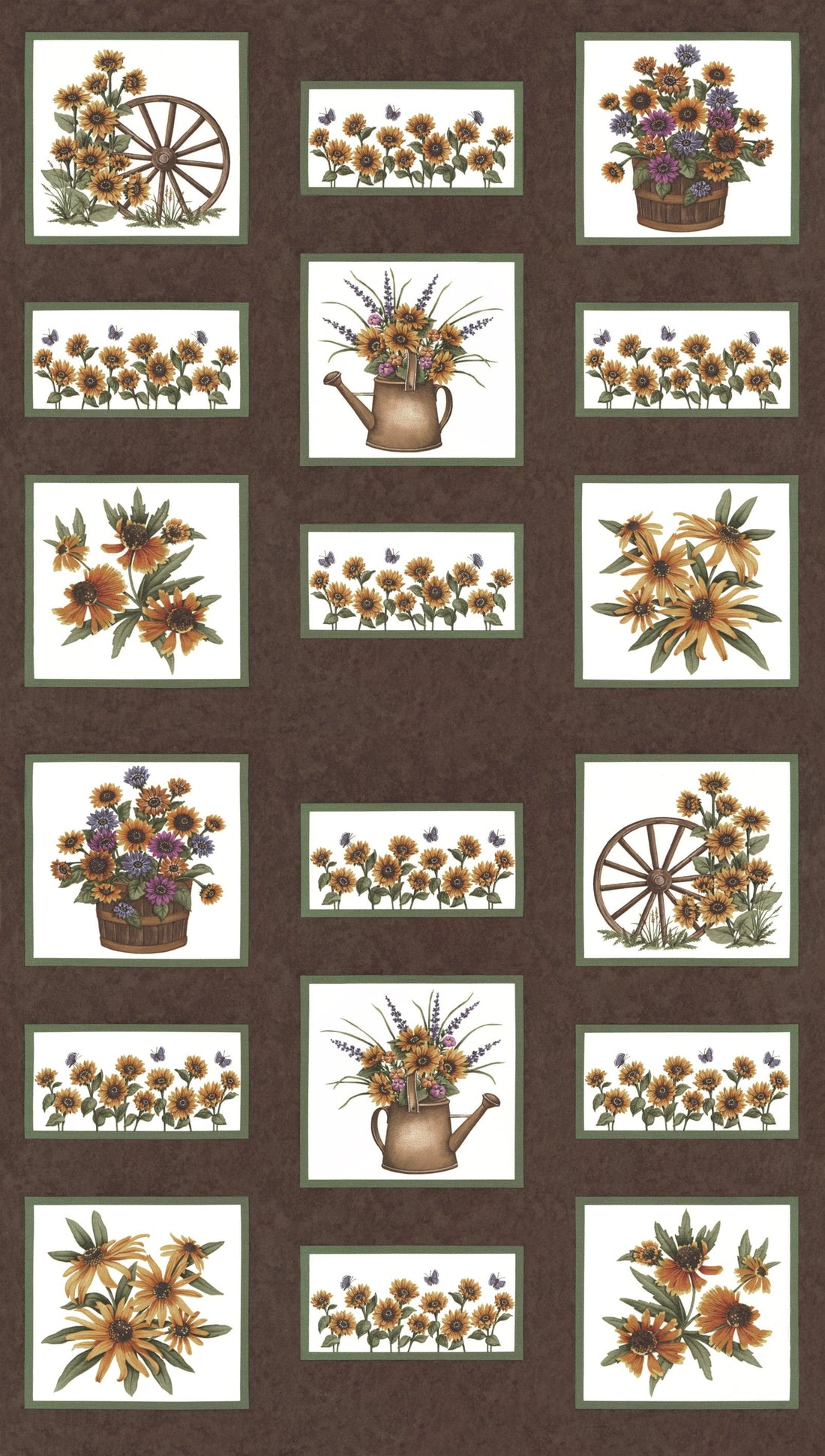 Moda Fabric Panels & Labels Moda Fabric Sunflower Garden Panel Brown 6890 18  - The Sewing Studio