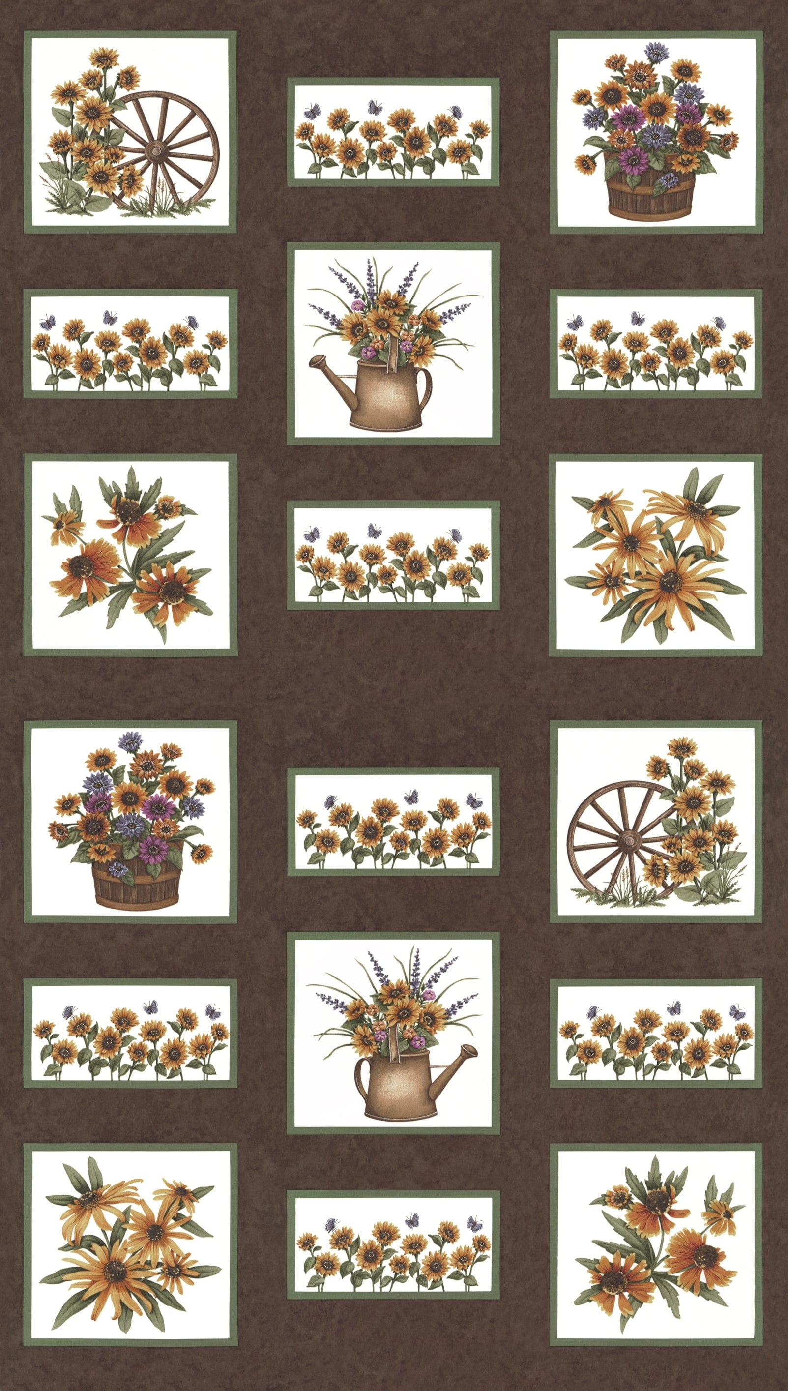 Moda Fabric Panels & Labels Moda Fabric Sunflower Garden Panel Brown 6890 18  - The Sewing Studio