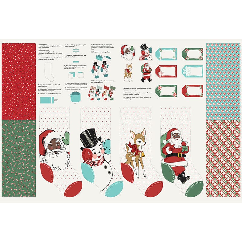 Moda Fabric Panels & Labels Moda Holly Jolly Stocking Panel Santa 31187-21  - The Sewing Studio