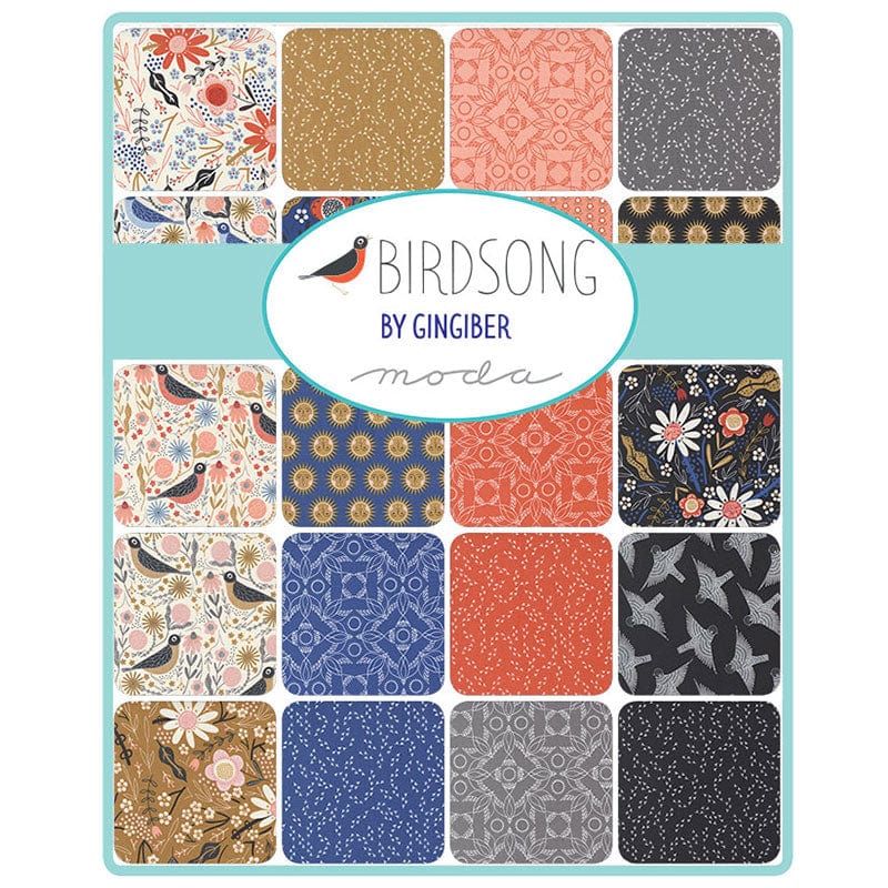 Multi-coloured Floral, Birds, Foliage Moda Fabric Pre Cuts Moda Birdsong Fat Quarter Bundle 34 Piece 48350AB - The Sewing Studio