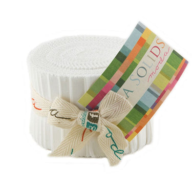 Moda Fabric Pre Cuts Moda Fabric Bella Solids Junior Jelly Roll Off White  - The Sewing Studio for sale UK - The Sewing Studio