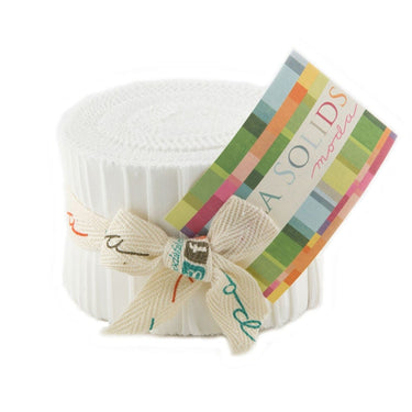 Moda Fabric Pre Cuts Moda Fabric Bella Solids Junior Jelly Roll White  - The Sewing Studio for sale UK - The Sewing Studio