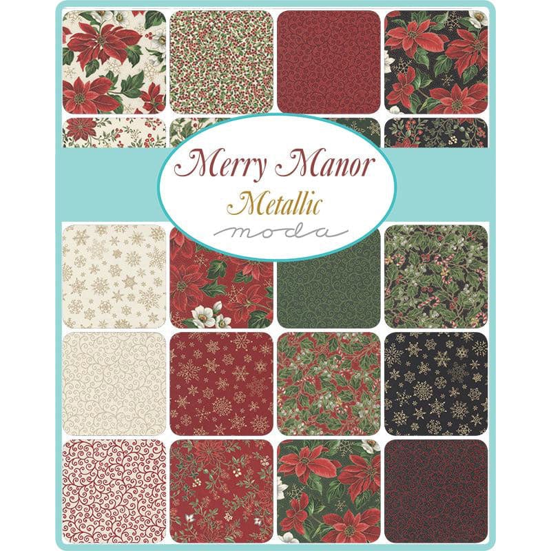 Moda Fabric Pre Cuts Moda Merry Manor Metallic Fat Quarter Bundle 23 Piece 33660ABM  - The Sewing Studio