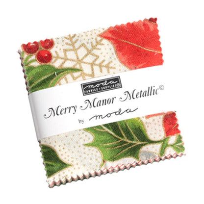 Moda Fabric Pre Cuts Moda Merry Manor Metallic Mini Charm 33660MCM  - The Sewing Studio