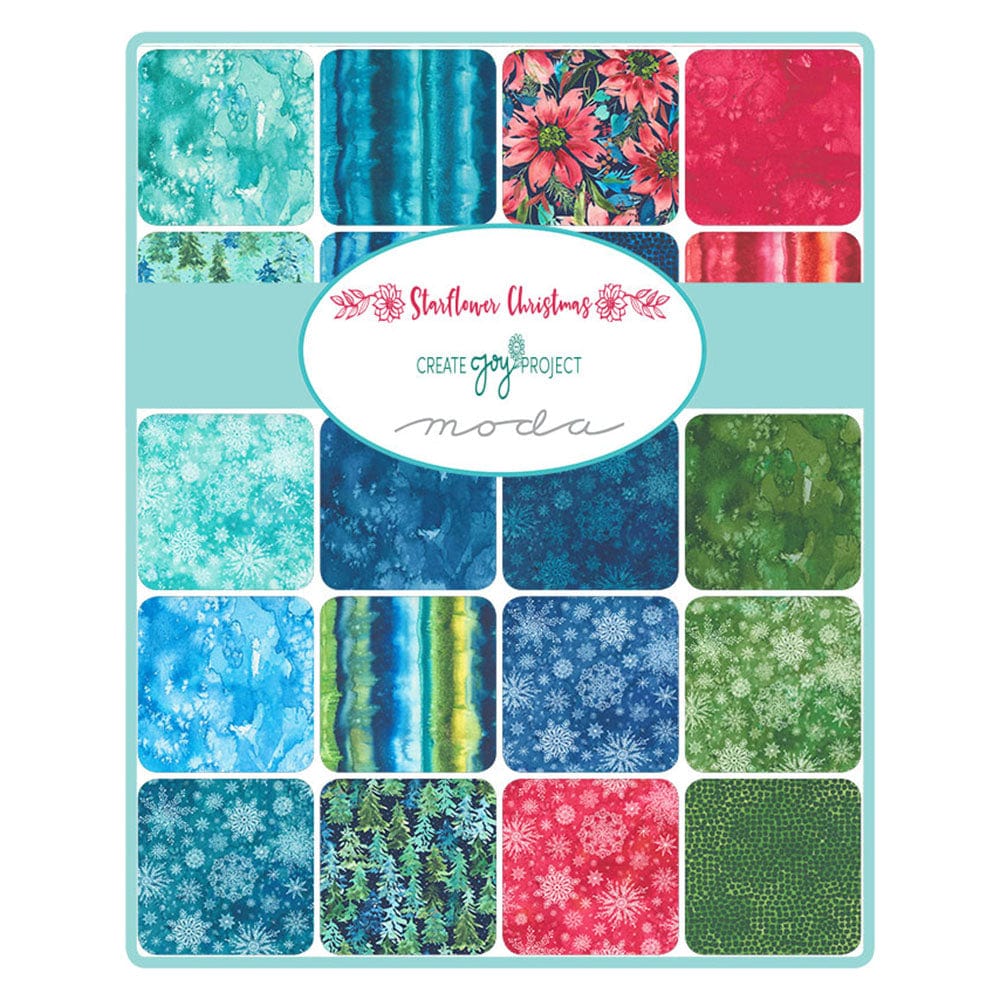 Moda Fabric Pre Cuts Moda Starflower Christmas Jelly Roll  - The Sewing Studio