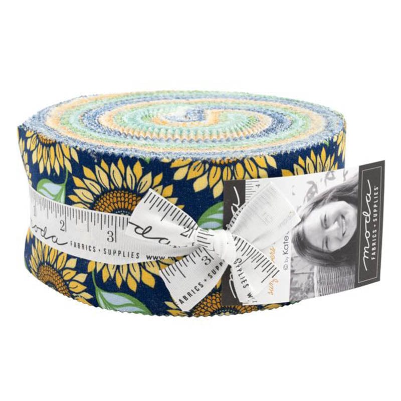 Multi-coloured Floral Moda Fabric Pre Cuts Moda Sunflowers In My Heart Jelly Roll 27320JR - The Sewing Studio