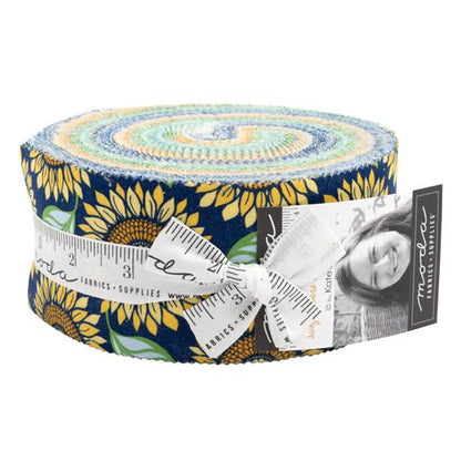 Multi-coloured Floral Moda Fabric Pre Cuts Moda Sunflowers In My Heart Jelly Roll 27320JR - The Sewing Studio