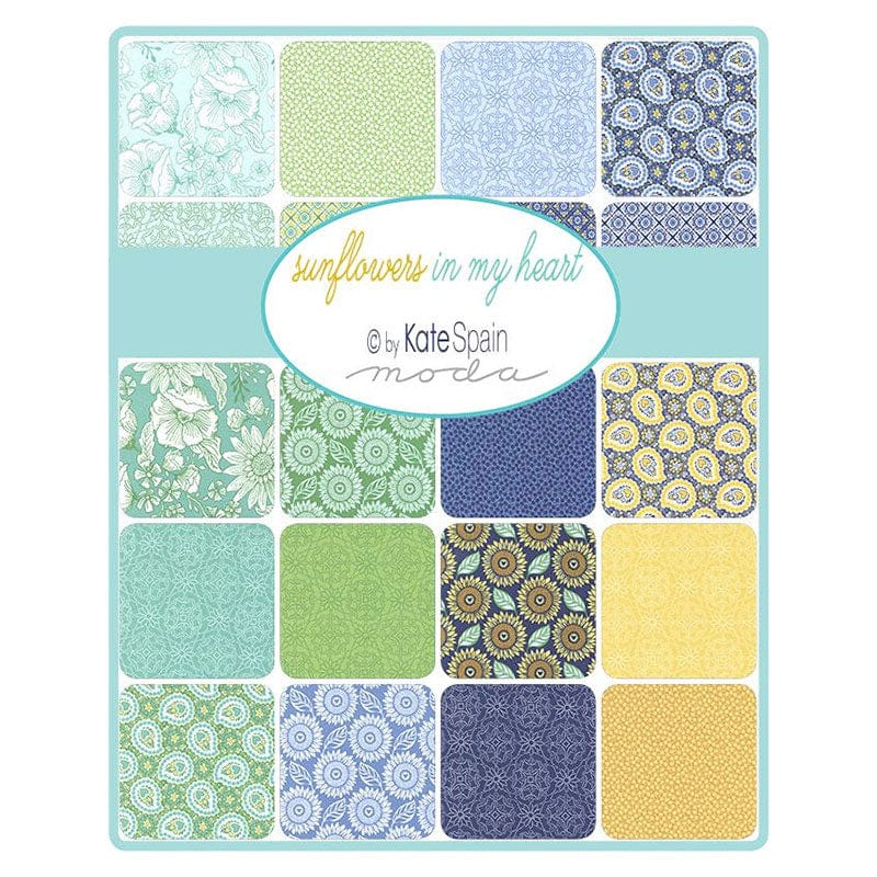 Multi-coloured Floral Moda Fabric Pre Cuts Moda Sunflowers In My Heart Jelly Roll 27320JR - The Sewing Studio