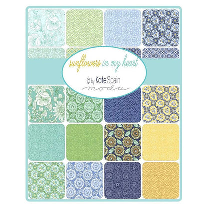 Multi-coloured Floral Moda Fabric Pre Cuts Moda Sunflowers In My Heart Jelly Roll 27320JR - The Sewing Studio