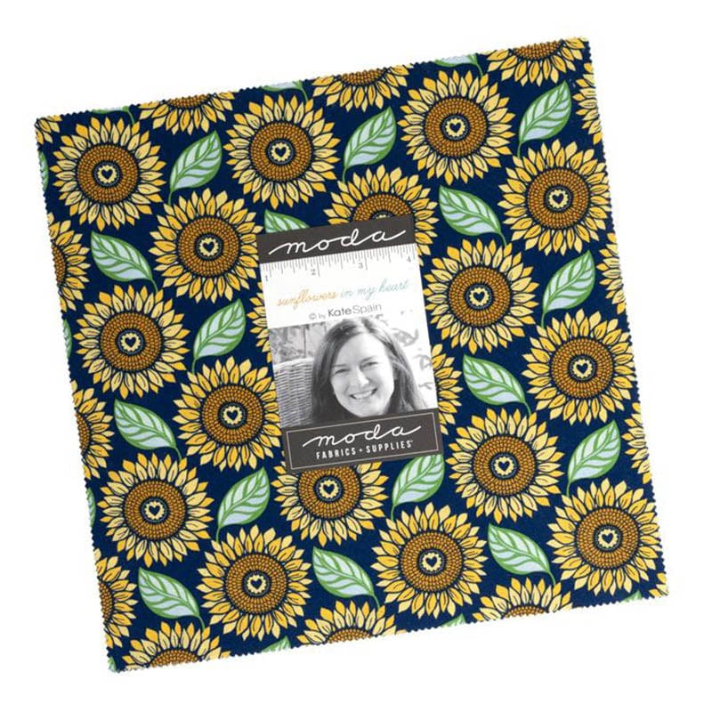 Multi-coloured Floral Moda Fabric Pre Cuts Moda Sunflowers In My Heart Layer Cake 27320LC - The Sewing Studio