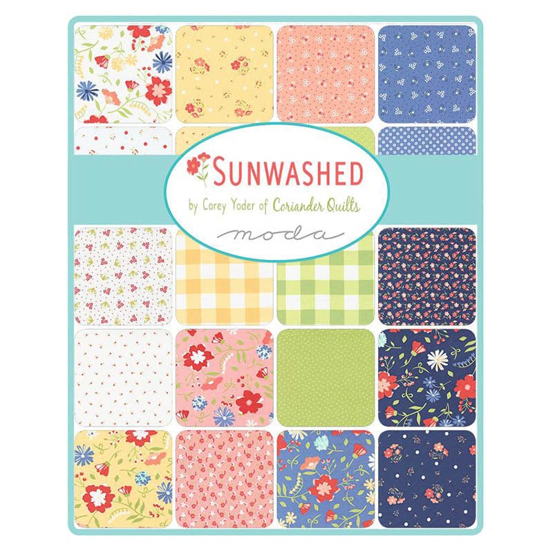 Multi-coloured Floral Moda Fabric Pre Cuts Moda Sunwashed Fat Quarter Bundle 35 Piece 29160AB - The Sewing Studio