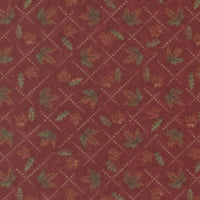 Moda Fall Melody Flannel Fabric Diamond Leaves Crimson 6903-16F