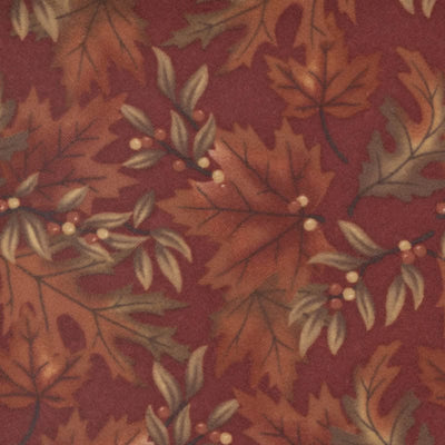 Moda Fall Melody Flannel Fabric Nautre Leaf Crimson 6901-16F