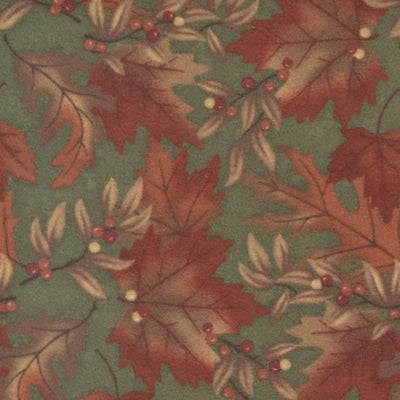 Moda Fall Melody Flannel Fabric Nautre Leaf Olive 6901-12F