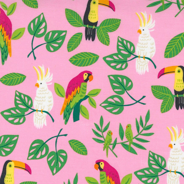 Moda Jungle Paradise Tropical Birds Pink Fabric 20782 13