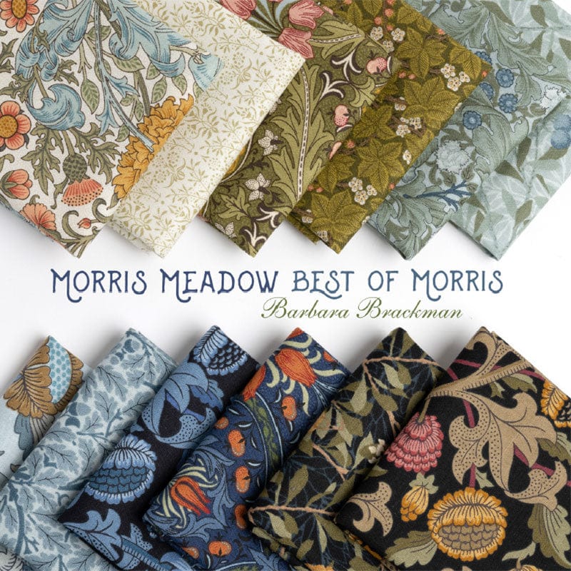 Moda Morris Meadow Bookbinding Damask Fennel Green 8377-20 Lifestyle Image