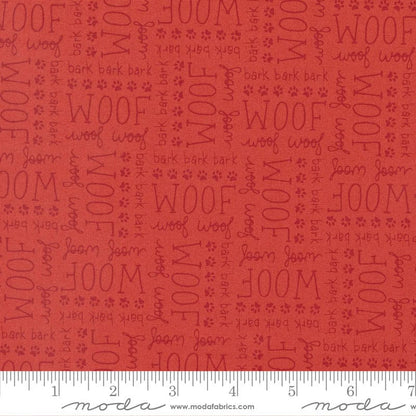 Moda Dog Daze Woof Text Red 20843-17 Ruler Image