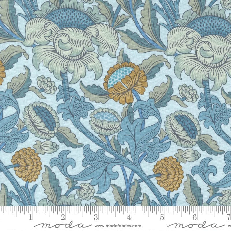 Moda Morris Meadow Wey Florals Aquamarine 8370-16 Ruler Image