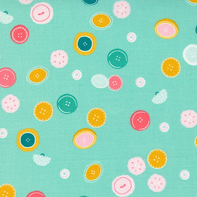 Moda Sew Wonderful Fabric Button Drop Aqua 25113-18