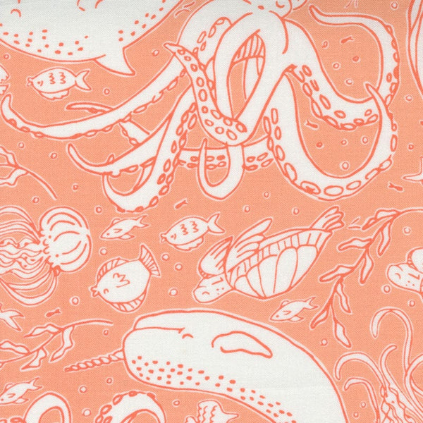 Moda The Sea And Me Fabric Ocean Friends Coral 20794-20