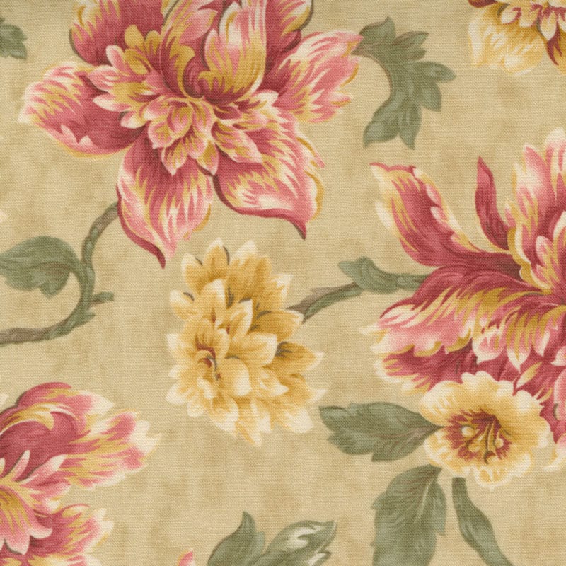 Moda Threads That Bind Fabric Wild Rose Bouquet Tan 28004-12