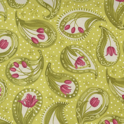 Moda Tulip Tango Fabric Paisley Chartreuse 48711-15