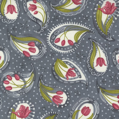 Moda Tulip Tango Fabric Paisley Graphite 48711-13