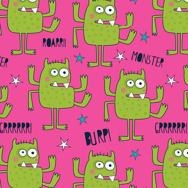 Monsters Green Pink fabric