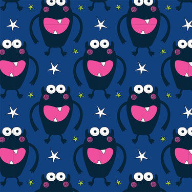 Monsters Navy Blue Fabric