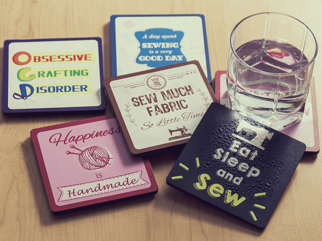 Sewing Themed Coaster Eat Sleep And Sew