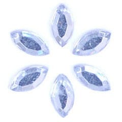 Acrylic Stones: Glue-On: Oval: 4 x 8mm: Clear: Pack of 30