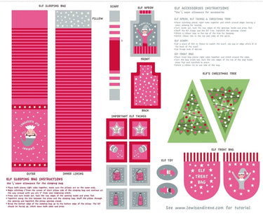Lewis & Irene Christmas Glow Elf Accessories Pink Fabric Panel