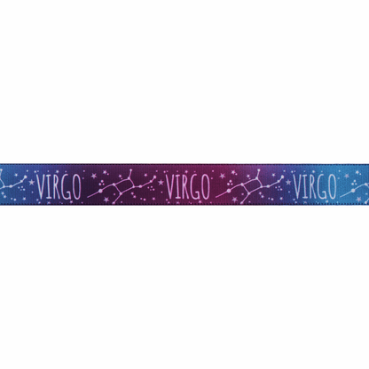 Zodiac Star Sign Ribbon: Virgo: 15mm wide. Price per metre.