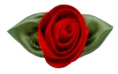 Rose with Green Leaves: Red: 30mm