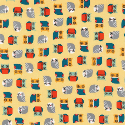 Robert Kaufman Patchwork Fabric Mini Owls Yellow