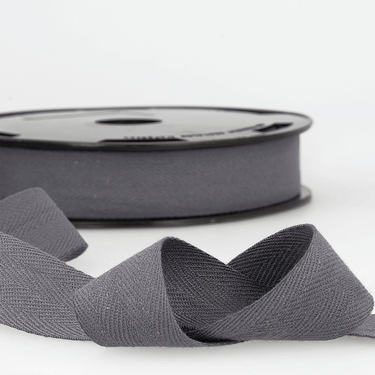 Twill Tape Cotton: 25mm Wide: Grey Black: Price Per Metre