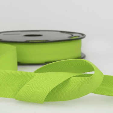 Twill Tape Cotton 25mm: Wide Lime Green Price Per Metre