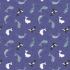 Lewis and Irene Fabric Small Things Polar Animals Whales Indigo Blue